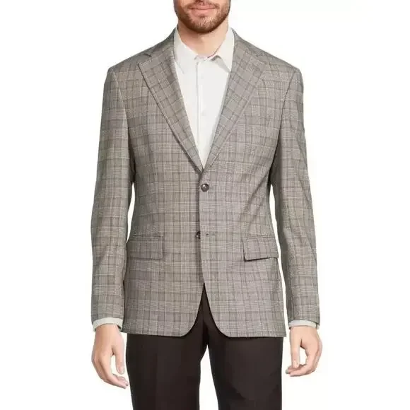 NWT Tallia Verdello Slim-Fit Wool Blend Suit Jacket Cream Brown Size 36 Short